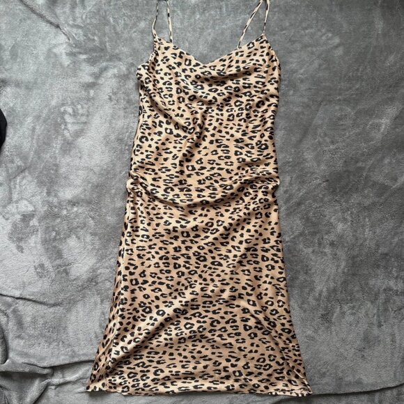Bardot Women's Leopard Print Slip Dress Full Lining - Picture 2 of 5